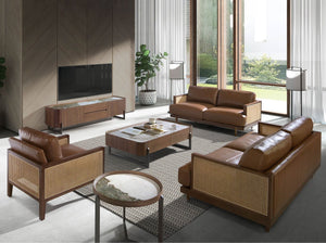 2-seater sofa in brown leather