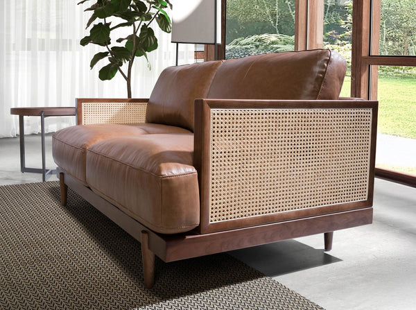 2-seater sofa in brown leather