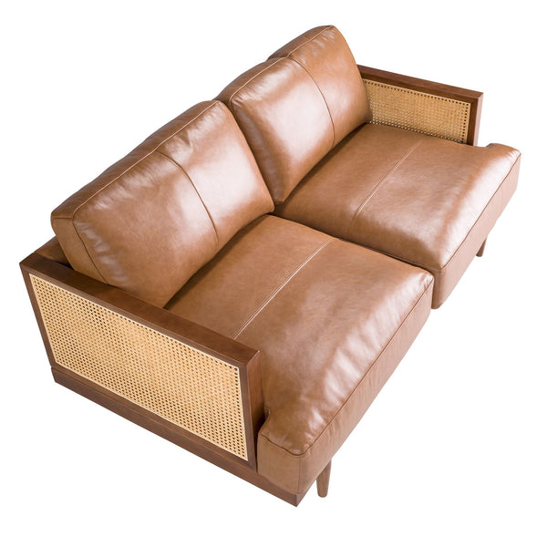 2-seater sofa in brown leather