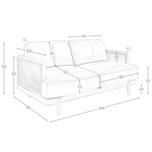 2-seater sofa in brown leather