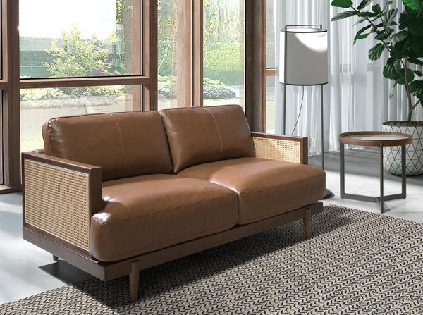 2-seater sofa in brown leather