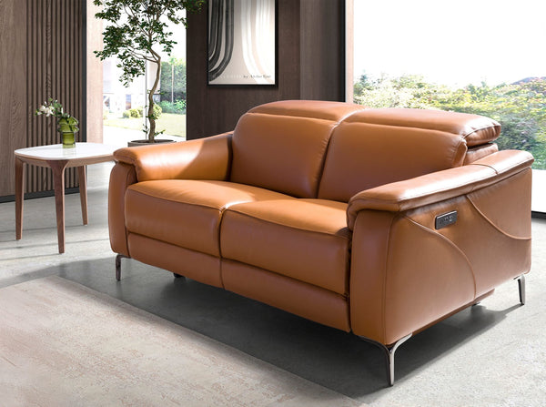 Relaxing 2-seater sofa in brown leather