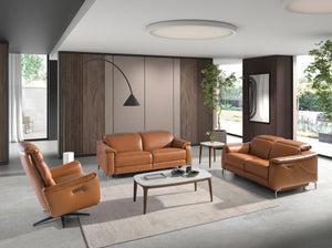 Relaxing 3-seater sofa in brown leather