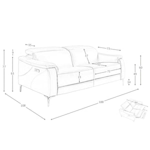 Relaxing 3-seater sofa in brown leather