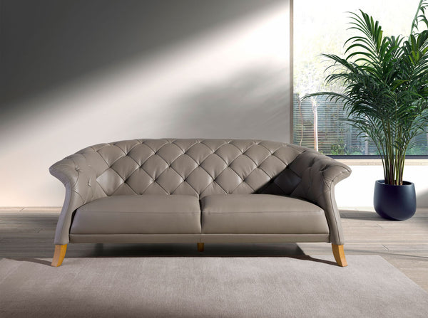 Chester 2-seater sofa in gray leather
