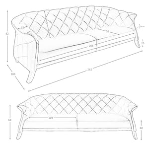 Chester 3-seater sofa in gray leather