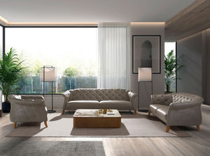 Chester 3-seater sofa in gray leather