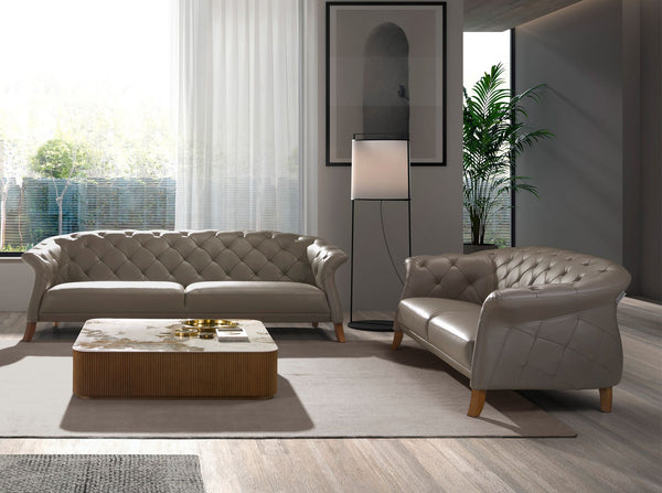 Chester 3-seater sofa in gray leather