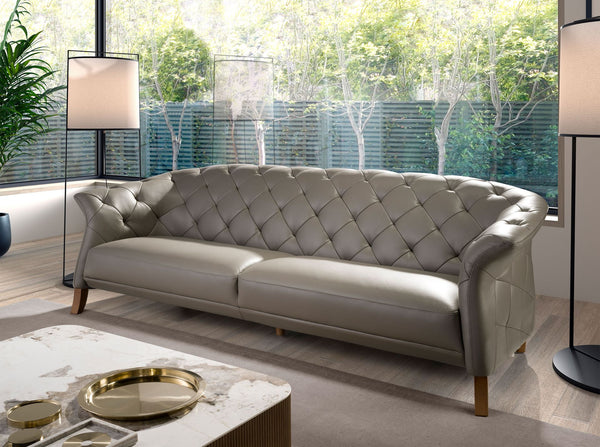 Chester 3-seater sofa in gray leather