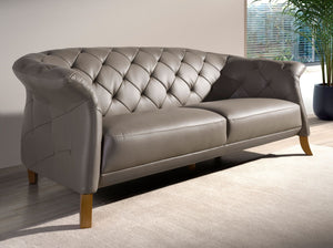 Chester 3-seater sofa in gray leather
