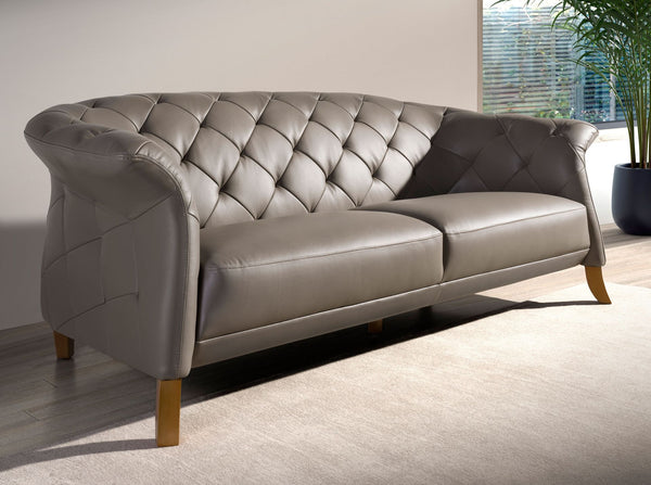 Chester 3-seater sofa in gray leather