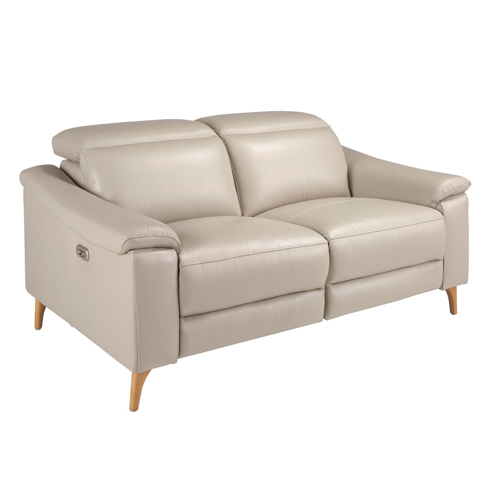 Relaxing 2-seater sofa in taupe grey leather