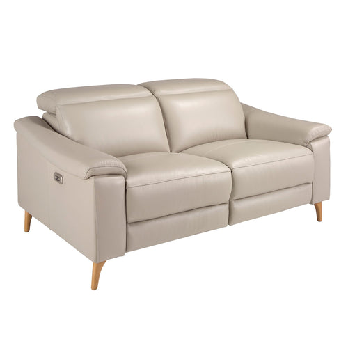 Relaxing 2-seater sofa in taupe grey leather