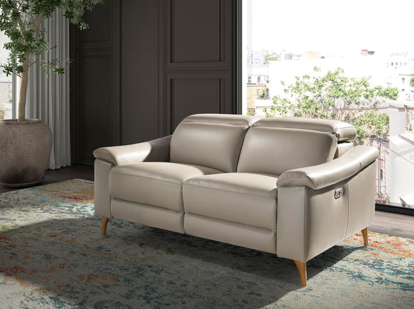 Relaxing 2-seater sofa in taupe grey leather