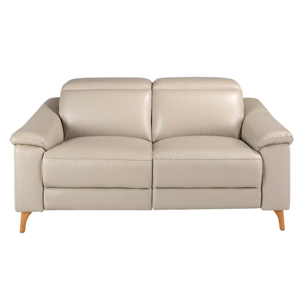 Relaxing 2-seater sofa in taupe grey leather