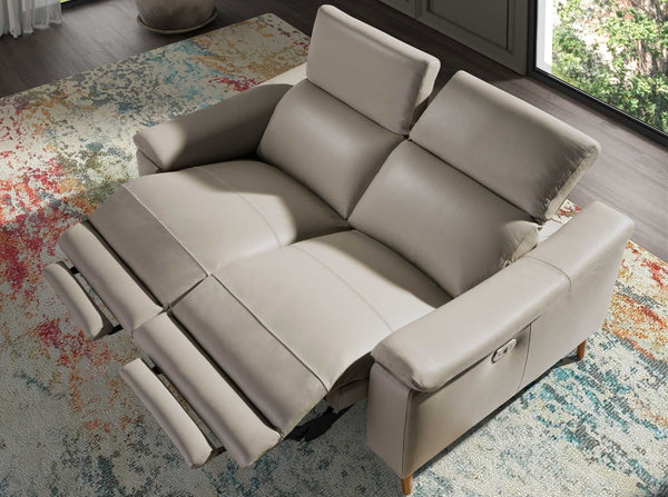 Relaxing 2-seater sofa in taupe grey leather