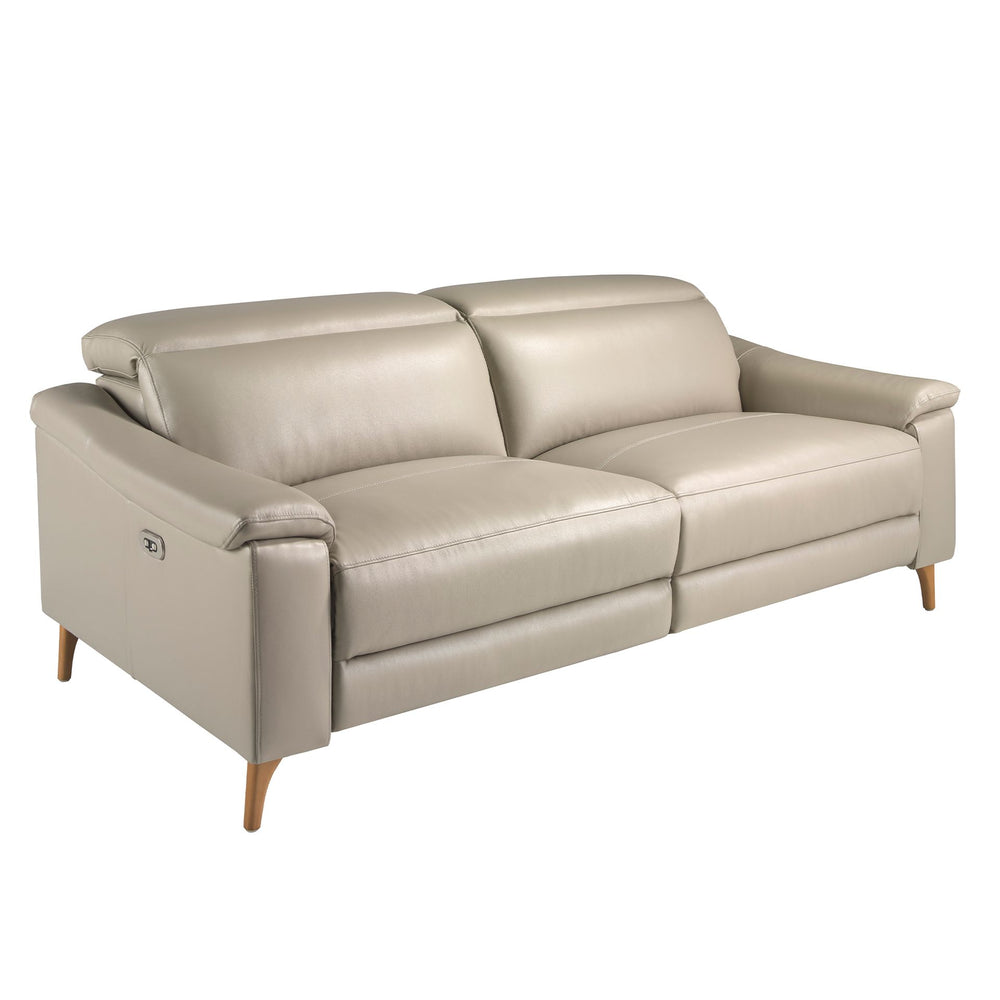 Relaxing 3-seater sofa in taupe gray leather