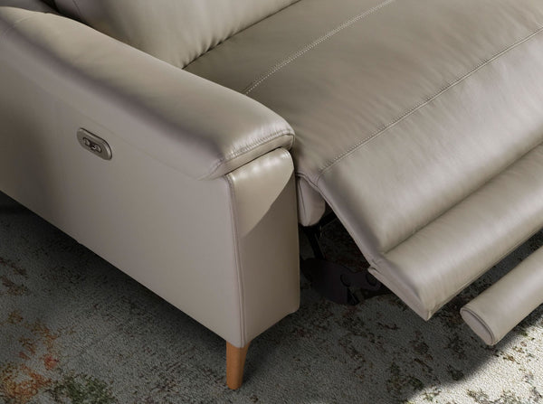 Relaxing 3-seater sofa in taupe gray leather