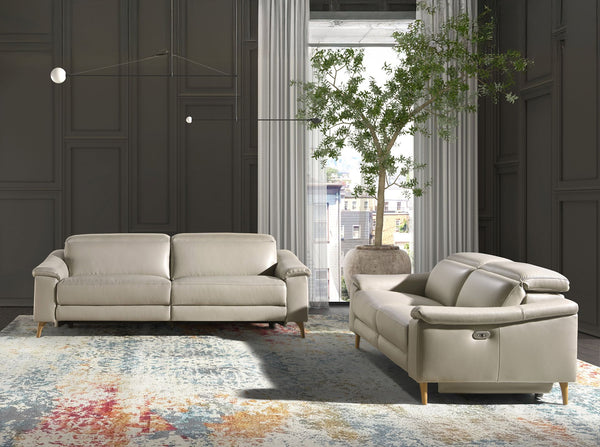 Relaxing 3-seater sofa in taupe gray leather