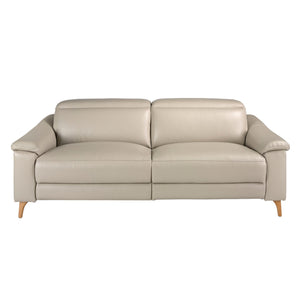 Relaxing 3-seater sofa in taupe gray leather