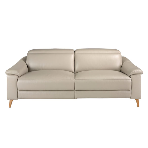 Relaxing 3-seater sofa in taupe gray leather