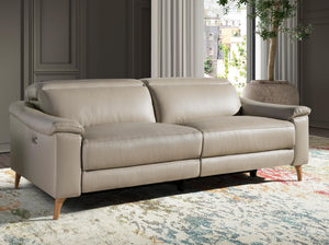 Relaxing 3-seater sofa in taupe gray leather
