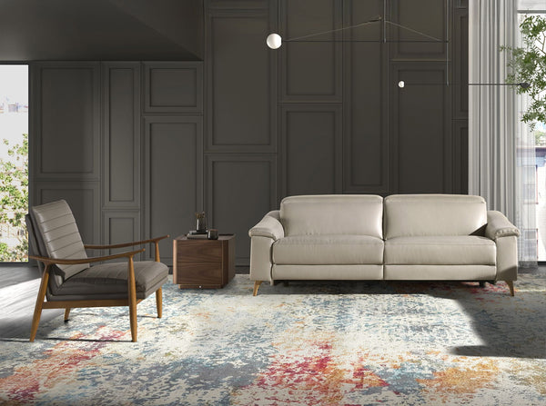 Relaxing 3-seater sofa in taupe gray leather