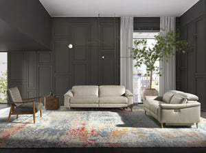 Relaxing 3-seater sofa in taupe gray leather