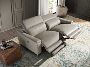 Relaxing 3-seater sofa in taupe gray leather