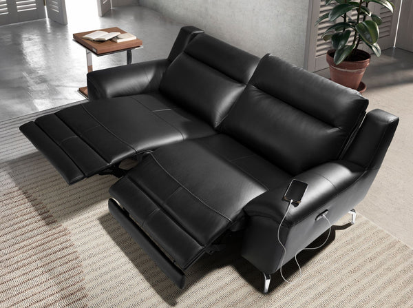 Relaxing 2-seater sofa in black leather