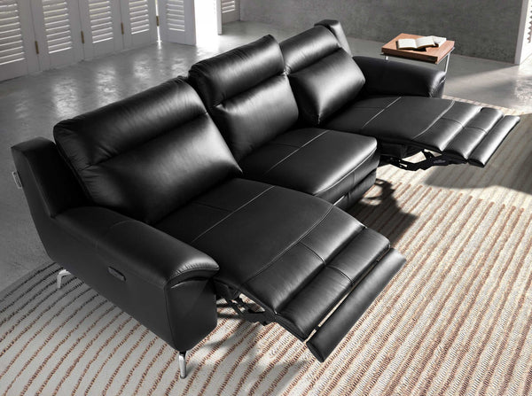 Relaxing 3-seater sofa in black leather