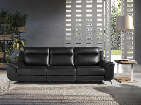 Relaxing 3-seater sofa in black leather