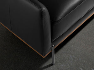 Right-hand chaise longue sofa in black leather