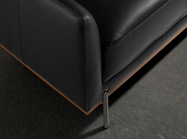 Right-hand chaise longue sofa in black leather
