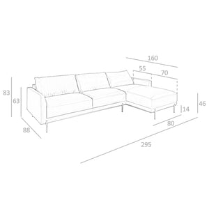 Right-hand chaise longue sofa in black leather