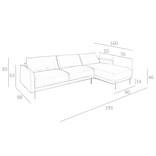 Right-hand chaise longue sofa in black leather