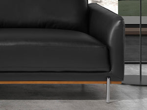 Left-hand chaise longue sofa in black leather