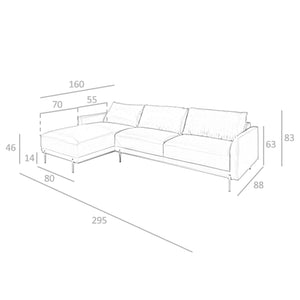 Left-hand chaise longue sofa in black leather