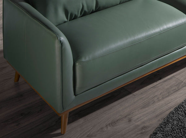 Right-hand chaise longue sofa in green leather