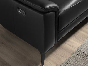 Right-hand chaise longue sofa in black leather
