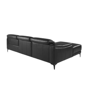 Right-hand chaise longue sofa in black leather