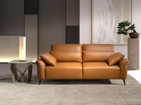 2-seater sofa in brown leather