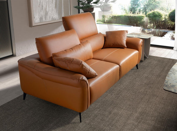 2-seater sofa in brown leather