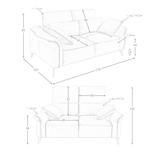 2-seater sofa in brown leather