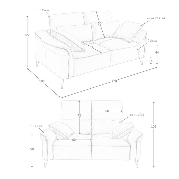 2-seater sofa in brown leather