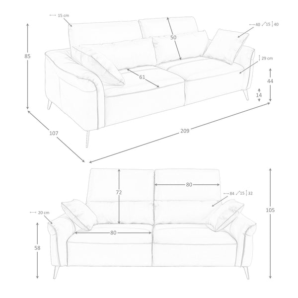 3-seater sofa in brown leather