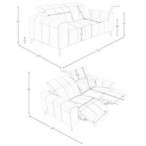 2-seater relaxation sofa in gray leather