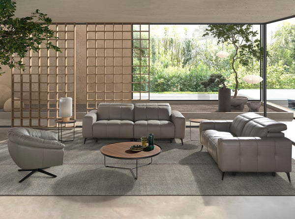 2-seater relaxation sofa in gray leather