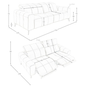 3-seater relaxation sofa in gray leather