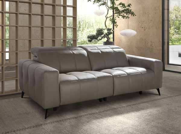 3-seater relaxation sofa in gray leather